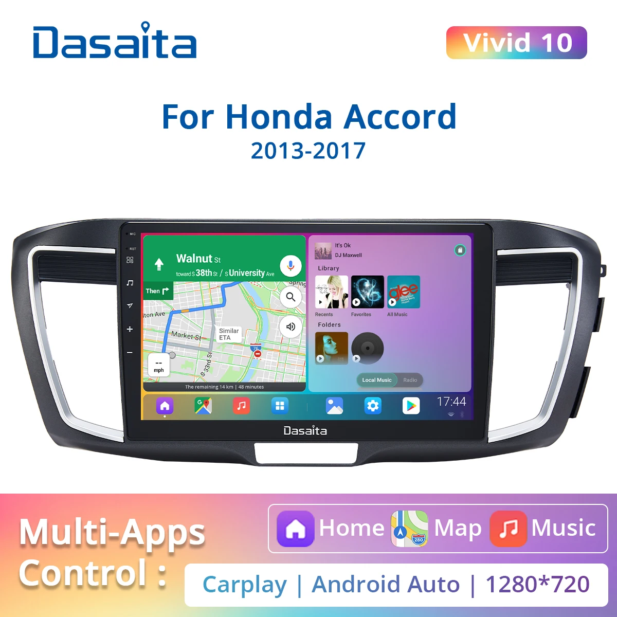 Автомобильное радио Dasaita Vivid 1 Din для Honda Accord 2013 2014 2015 2016 2017 9 поколения Android 10 2