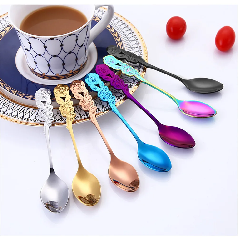 Чайная и кофейная ложка для цветов из нержавеющей стали Spork Столовые приборы