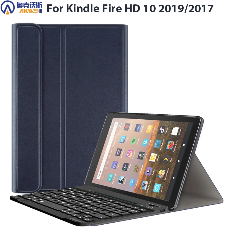 Чехол для клавиатуры Kindle Fire HD 10 2019 мягкая задняя крышка из ТПУ беспроводной Bluetooth