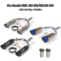 motorcycle full exhaust escape middle link pipe muffler end tips slip on for suzuki gsr400 gsr600 bk400 bk600 scooter modified
