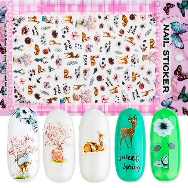 

2021 Water Nail Decal and Sticker Butterfly Color Simple Spring Flower DIY Nails for stickers Nail Art Watermark Manicure Decor