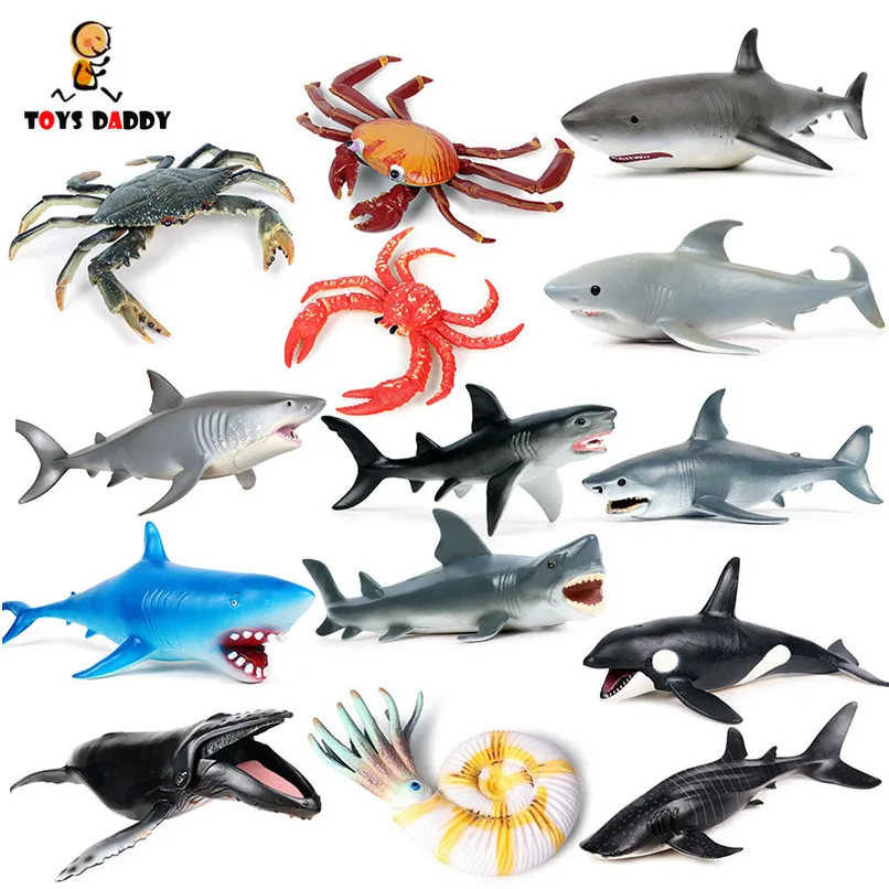 Морские животные краб Акула Кит модель экшн фигурки Океанский морской аквариум