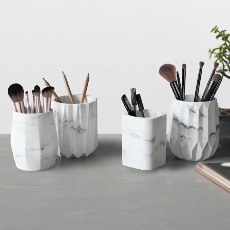 Геометрический Мрамор Настольный карандаш ручка держатель чехол ящик для