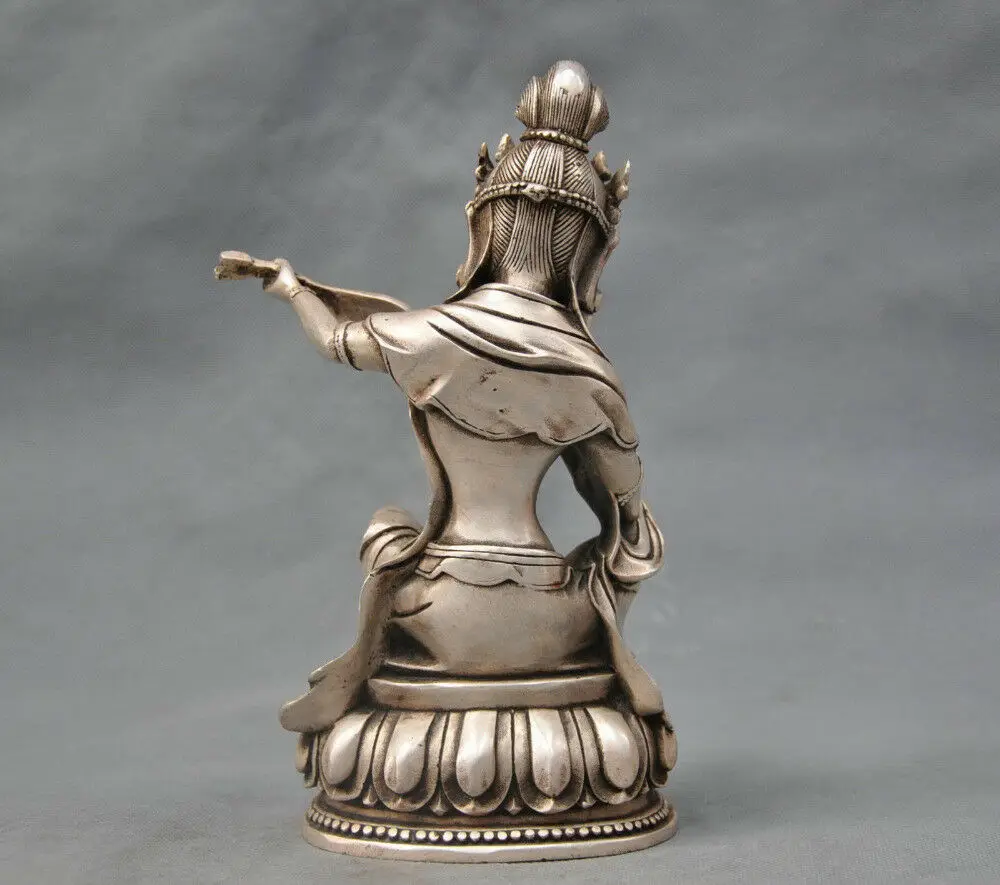 Китайская серебряная статуя Будды Тибета бохисаттва Кван-Инь Сарасвати | Дом и