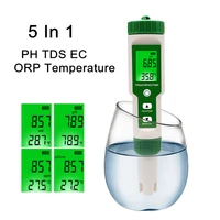 5 in 1 digital ph tds ec meter orp temperature aquarium tester water filter purity pen with backlight for pool drinking water