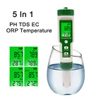 Цифровой измеритель PH TDS EC, тестер окислительно-восстановительной температуры для аквариума, фильтр для воды, ручка с подсветкой для питьевой воды, 5 в 1