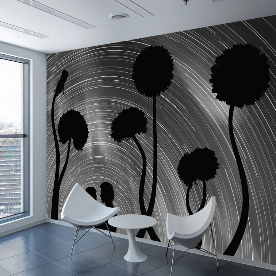 

Modern 3d Walls Papers Home Decor Paper Murals Wallpapers for Living Bed Room Black White Dandelion Contact Peel and Stick Rolls