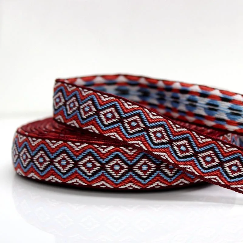 5Yards Polyester Cotton Embroidered Jacquard Webbing Ethnic Geometric Lace Ribbon for Bag Strap DIY Clothing Garment Accessories | Дом и сад