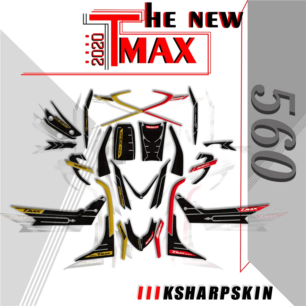 

New Motorcycle 3D Gel Front Rear Fairing fuel tank moto body protection sticker decals kit For Yamaha TMAX 560 tmax560 2020