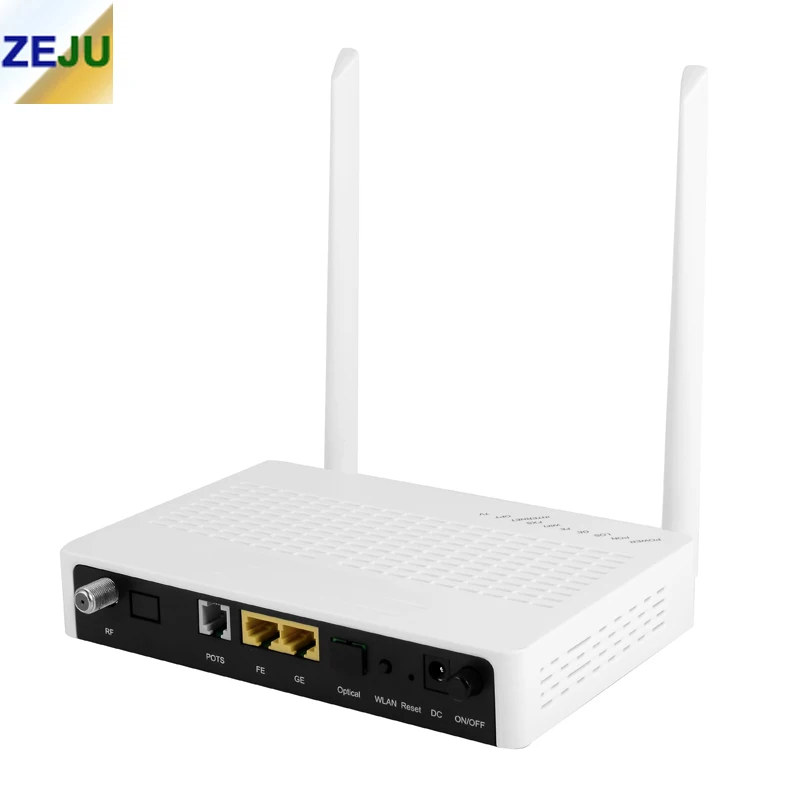 

Free Shipping New 1GE + 1FE + 1POTS + WIFI + CATV ONT GPON ONU With English Version
