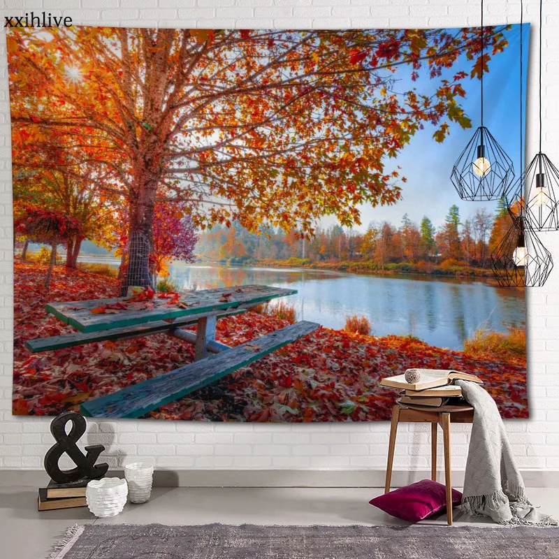 

Custom Tapestry Landscape River Printed Large Wall Tapestries Hippie Wall Hanging Bohemian Wall Art Decoration Room Decor