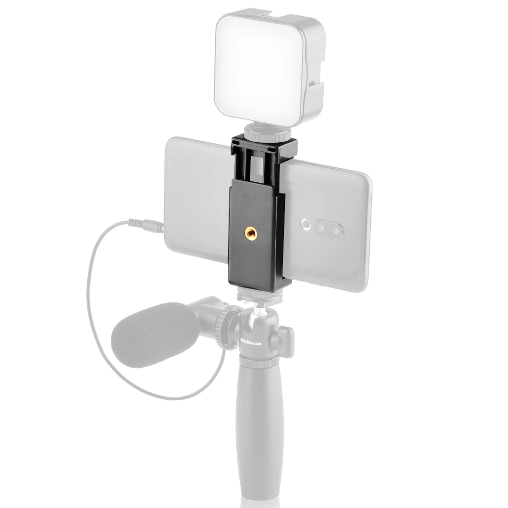 

Live Streaming Smartphone Holder Clamp W/ Cold Shoe mount for Microphone DIY Options fr Youtube Mobile Phone Vlog Kit