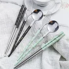 Набор посуды из нержавеющей стали с мраморной ручкой