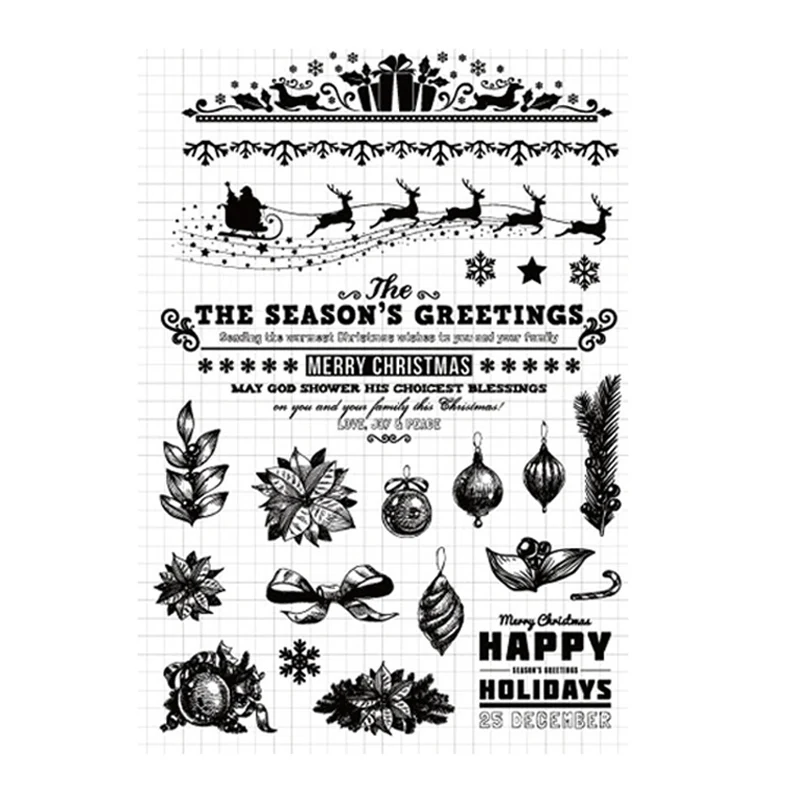 Рождественские прозрачные штампы резиновые силиконовые Скрапбукинг для