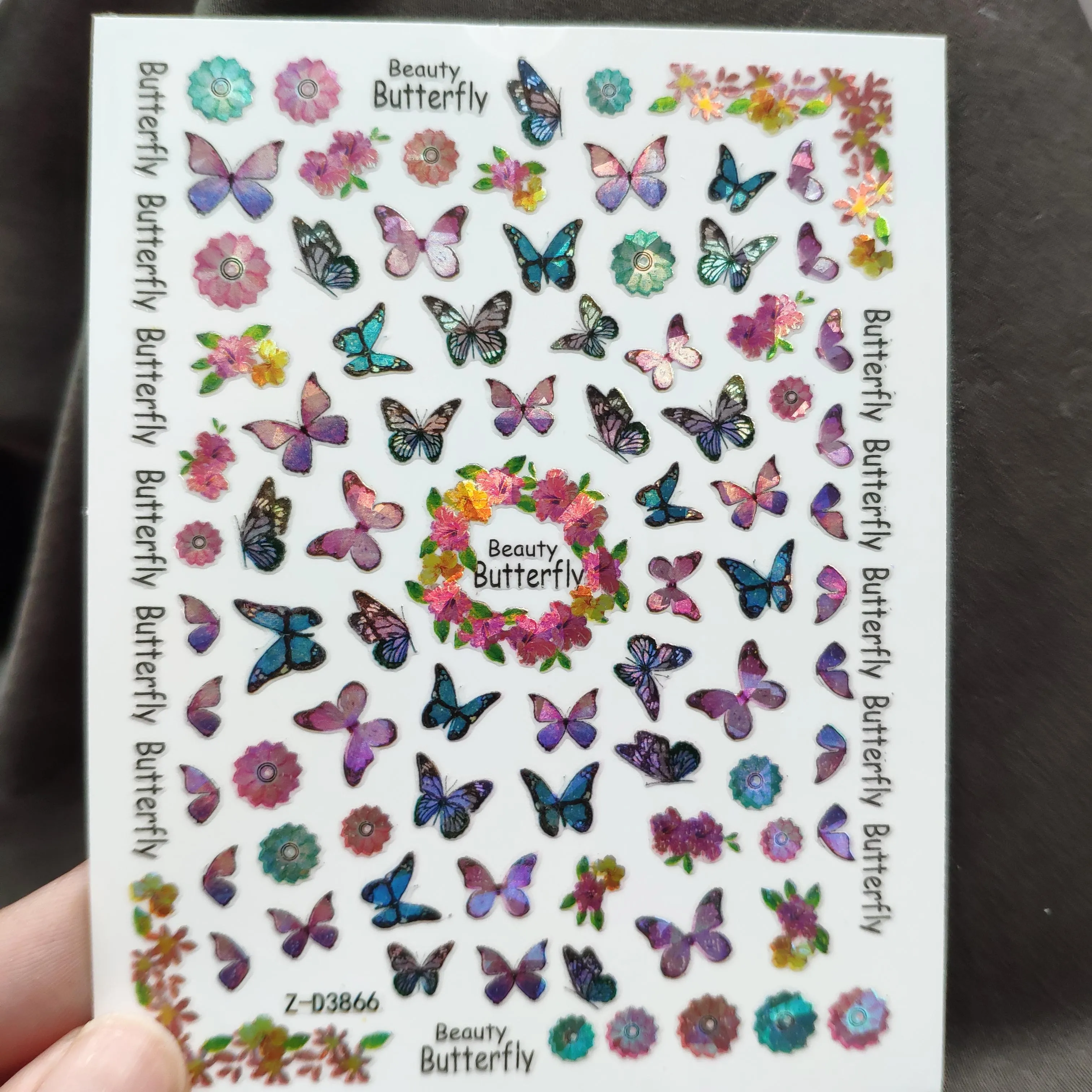 

1pc Butterfly Nail Stickers Laser Adhesive Sliders Colorful Nail Decorations Manicure Art Tips