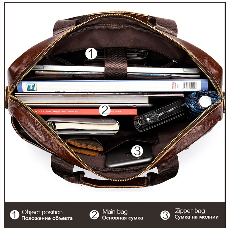 

Men's Briefcase 100% Genuine Leather Man Tote Laptop Bag Business Handbags Shoulder Bag for Document 2021 Large Office Portable