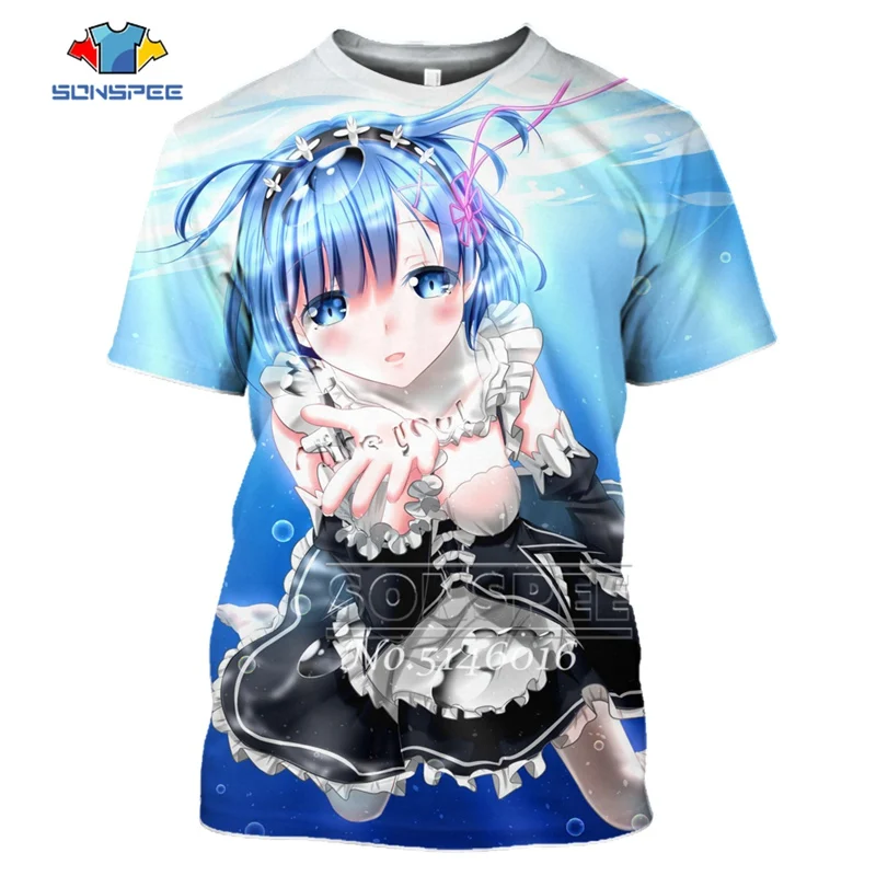 08 SONSPEE, 3D принт, аниме, Harajuku Re: zero, Твин Рам Рем, косплей, футболка, мужская, повседневная, летняя, унисекс, короткий рукав, футболки, топы, t445 - Цвет: 08