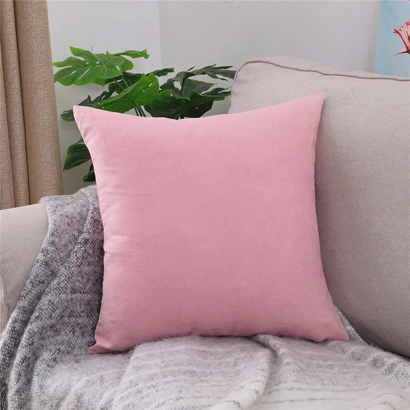 Pink Прямые продажи, модный, настраиваемый, замшевая ткань, цветной, чистый чехол для подушки, для автомобильного кресла, чехол для дивана, домашний декор, 40x40 45 50 - Цвет: Pink