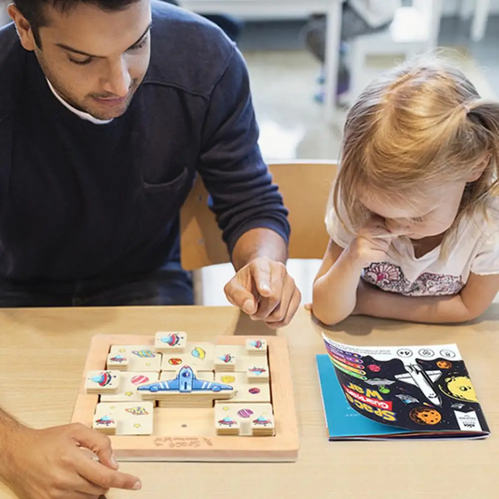 

Brain Teaser Wooden Puzzle For Kids Magnetic Huarong Road Clearance Game Parent-child Interaction Thinking Training