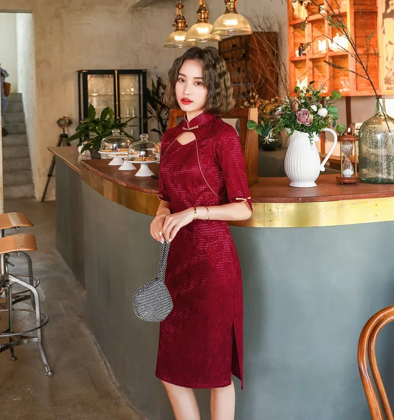 

2021 Summer New Lace Cheongsam Bridal Dress Improved Fashion Retro Dress Chinese Wedding Qipao Women Skirt