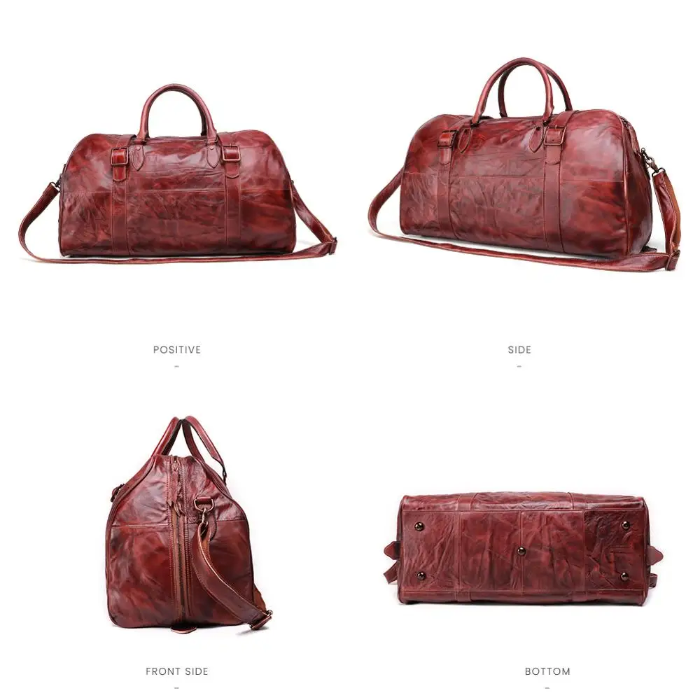 Сумка спортивная JOGUJOS мужская из натуральной кожи саквояж на плечо в винтажном