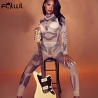 FQLWL сетчатый прозрачный комплект из 2 частей женский боди и леггинсы с высокой талией комплект нарядов облегающая Сексуальная Клубная одежда подходящие комплекты