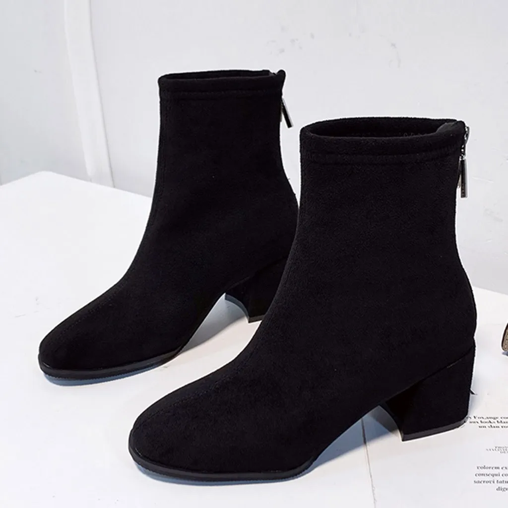 2020 новые женские ботильоны на толстом каблуке сезон осень зима короткие ботинки
