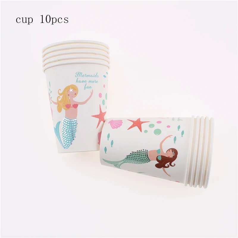 

51pcs/set Mermaid Theme Party Tableware Baby Shower Birthday Decoration Party Plates Napkins Disposable Tableware Party Supplies