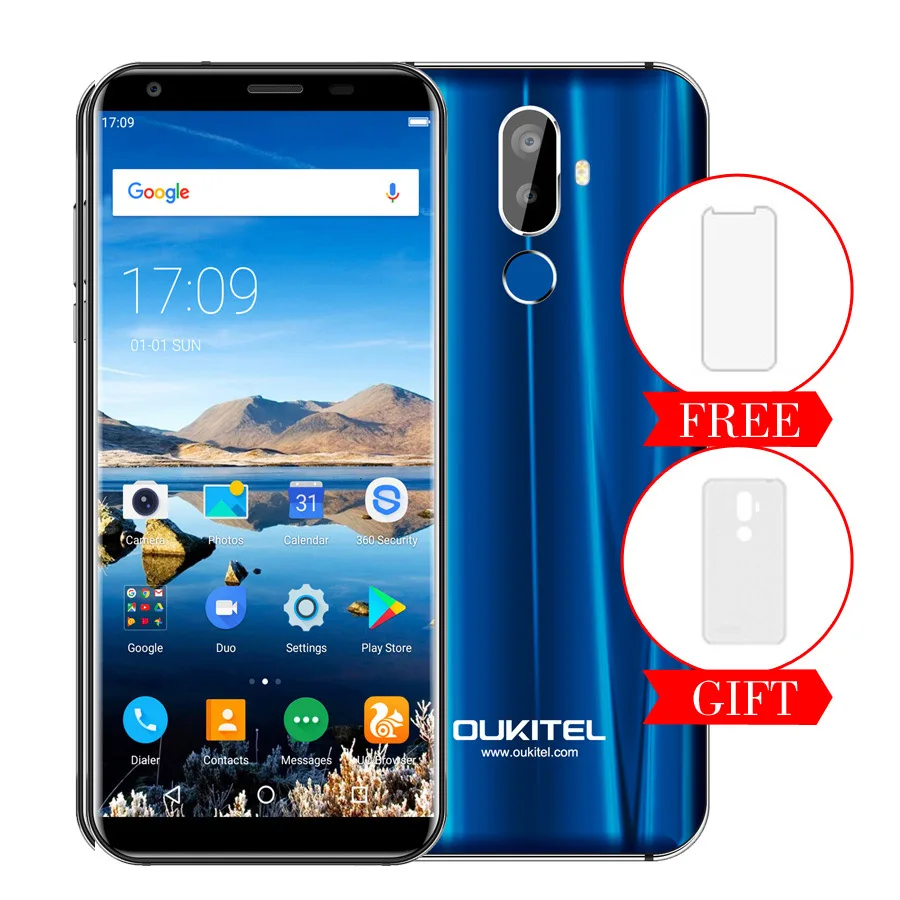 Blue Oukitel K5 18:9 дисплей 5,7 ''HD Android 7,0 2 Гб ОЗУ 16 Гб ПЗУ MTK6737 четырехъядерный 13 МП 3 камеры 4000 мАч отпечаток пальца мобильный телефон - Цвет: Blue