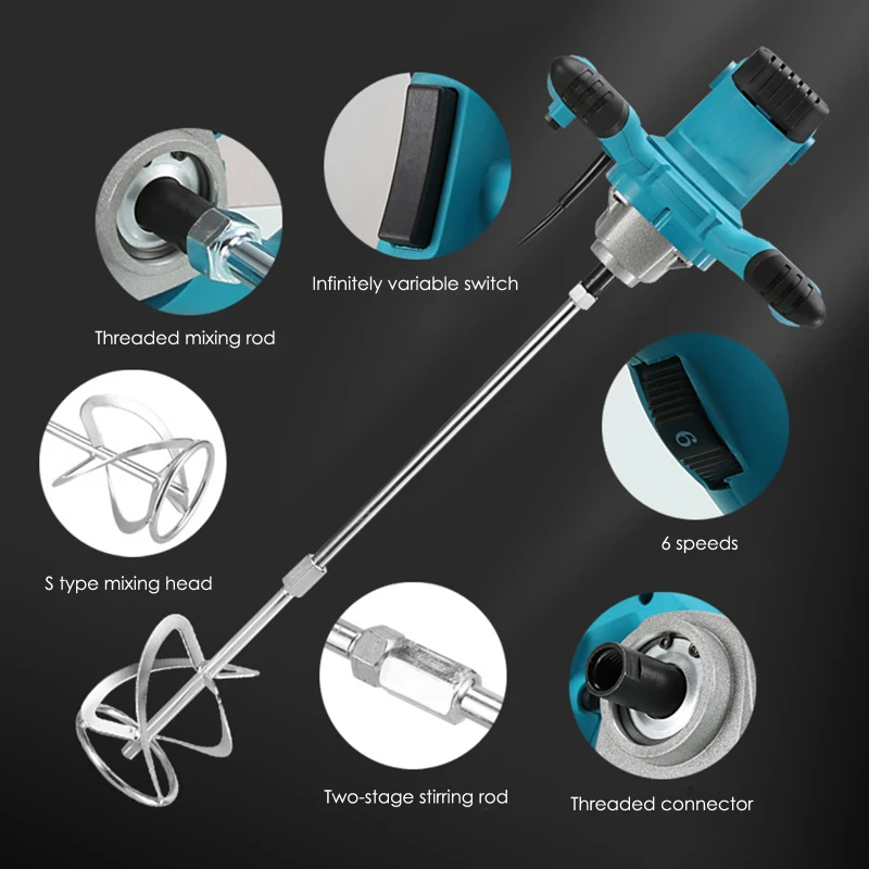 

AUPORO Handheld Portable Paddle Mixer Adjustable Stirrer ElectricIndustrial Drill Mix Stirring Tool for Mortar Grouts Paint