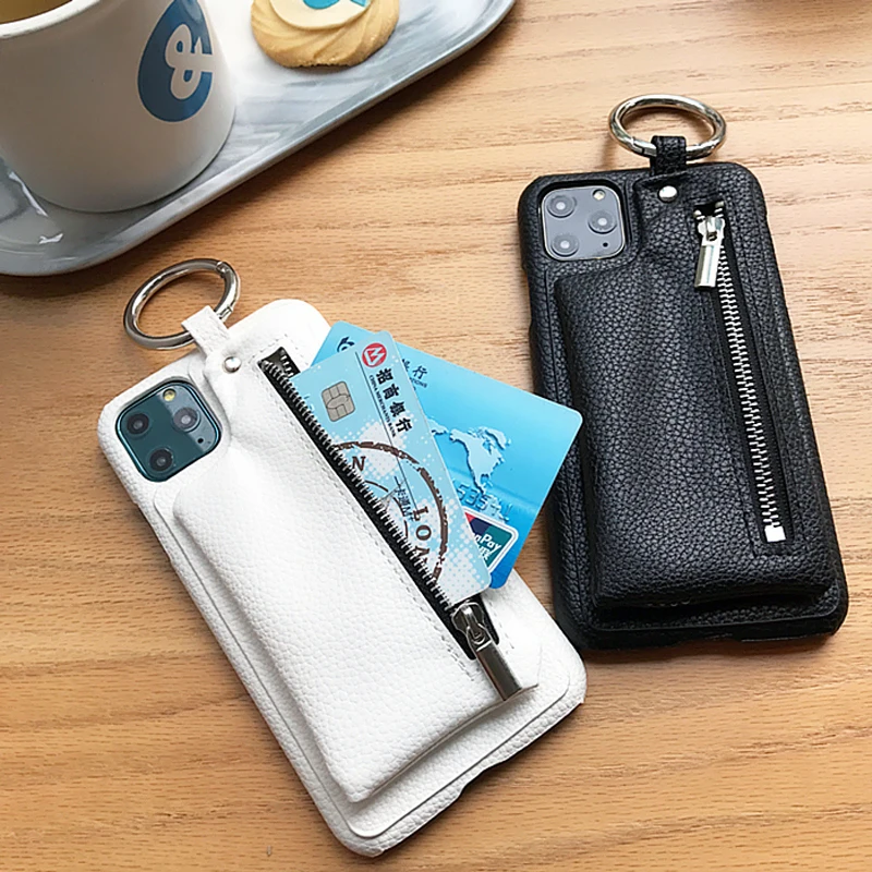 Чехол для iPhone 11 Pro Max роскошный кожаный кошелек на молнии Сумочка с подставкой