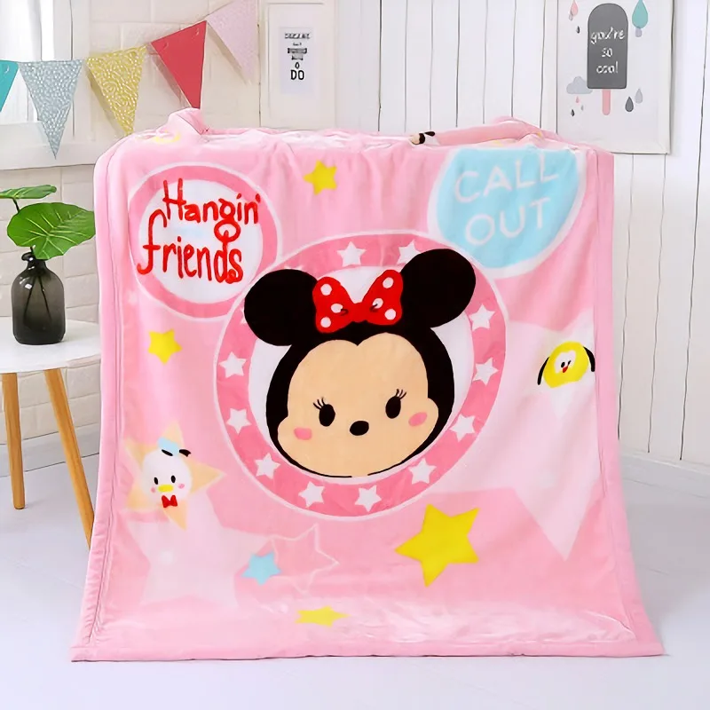 

Disney Minnie Mickey 100x140cm Blanket Thickened Double-layer Blanket Coral Fleece Cover Blanket for Beds Throw Blanket