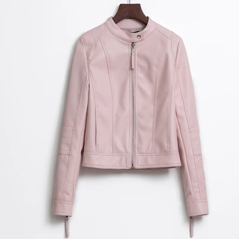 

Spring and autumn women's cultivate one's morality paragraphs short female PU leather motorcycle jacket female leather jacket