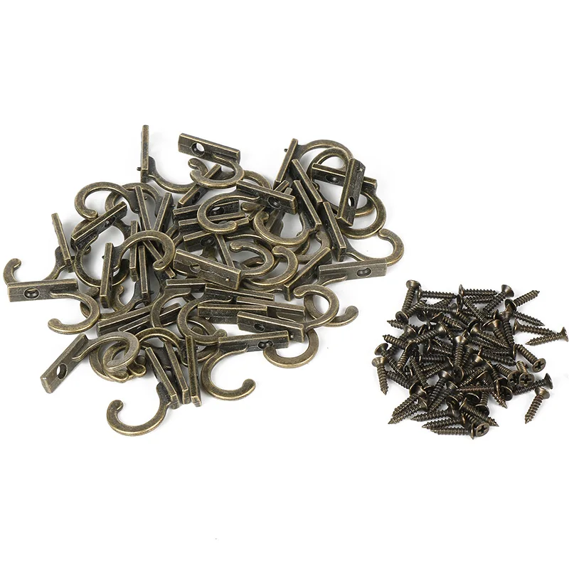 

50x Hooks Vintage Antique Coat Hats Clothes Robe Wall Mounted Holder Door Rack