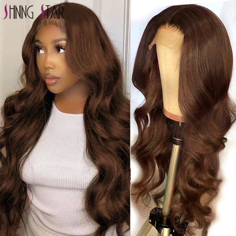 Brown Wigs 13*4 Transparent Lace Front Human Hair Wigs Body Wave Lace Front Wig For Women Colored Ginger Blonde Lace Front Wig