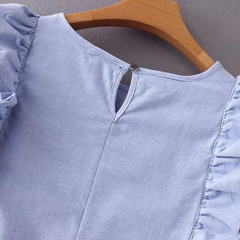 Женская плиссированная блузка без рукавов повседневная однотонная голубая