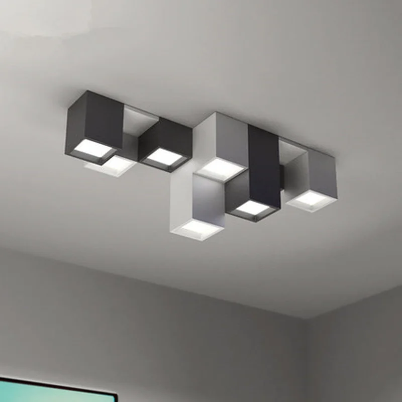 Modern brief acrylic creative combination of geometric LED ceiling lighting fixture home deco personalized square lamp | Лампы и