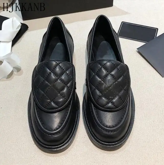 

Fashion Casual Loafers Women Genuine Leather Shallow Mouth Flat Casual Shoes British Style All-match Street Single Shoes Female