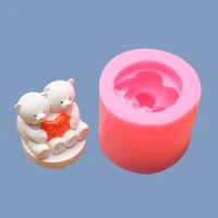 3d three dimensional love bear food grade baking silicone mold pig shaped fondant clay mold high temperature resistance kitchen
