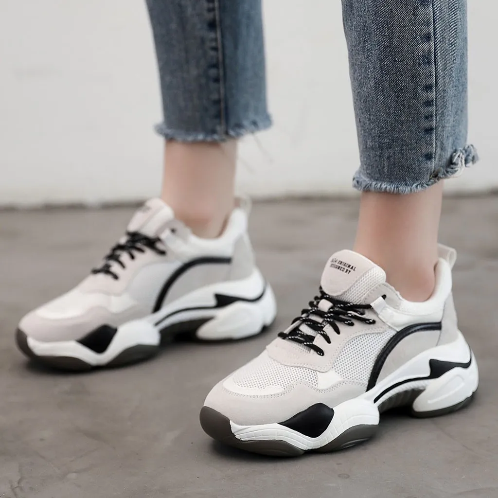 

2020 Breathable Mesh Women Casual Shoes Fashion Increase Women Sneakers Lace Up Walking Running Shoes Plus size Loafers