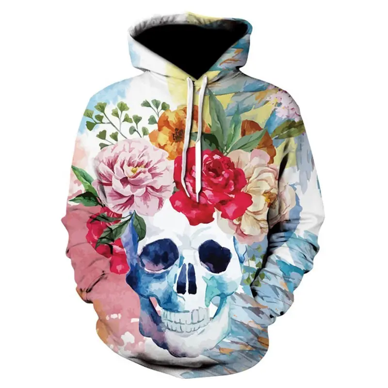 

2020 Fall New Unisex Hoodie Long Sleeve Pullover Print Fashion 3d Skull Casual Halloween Horror Party Plus Size 4xl Style Hooded