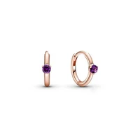 925 sterling silver rose purple solitaire huggie hoop earrings earring for women 289304c01