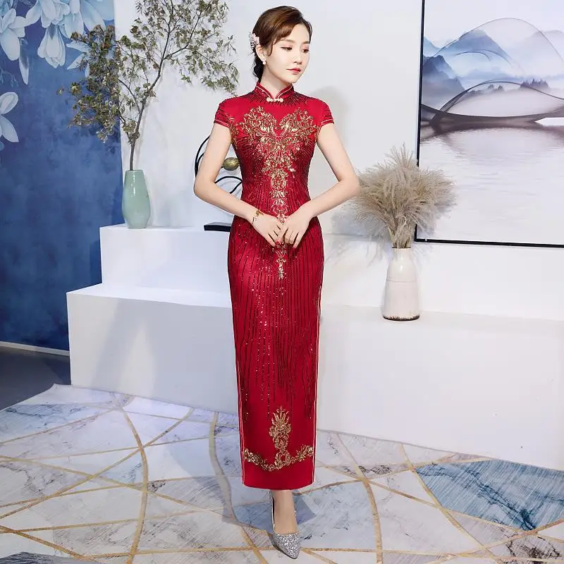 Одежда для невесты Cheongsam зима 2020 Новое свадебное платье в китайском стиле юбка с