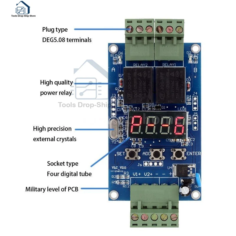 12V Dual Programmable Time Relay Module PLC Board Cycle Delay Timer 2 Voltage Detection Control VLC3.0 | Обустройство дома