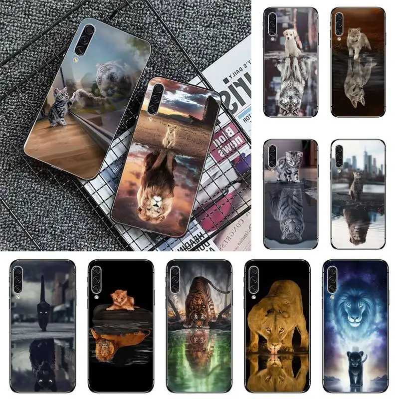 

Cat tiger dog lion reflection Phone Case For Samsung galaxy A S note 10 12 20 32 40 50 51 52 70 71 72 21 fe s ultra plus