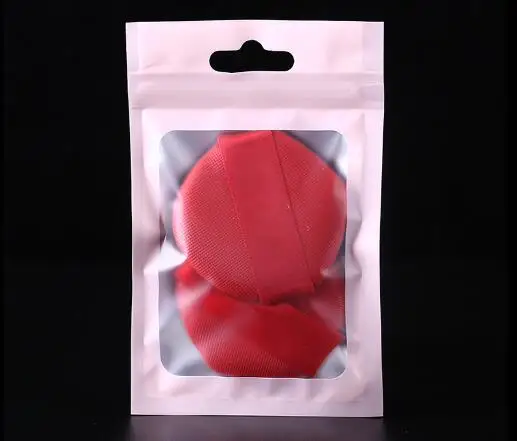 Матовые розовые мешочки на молнии с окошком из алюминиевой фольги Рождество