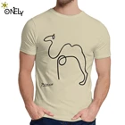 Мужская футболка с изображением Пабло Пикассо верблюда качественная Хлопковая мужская футболка для отдыха с круглым вырезом мультяшный дизайн La Camiseta