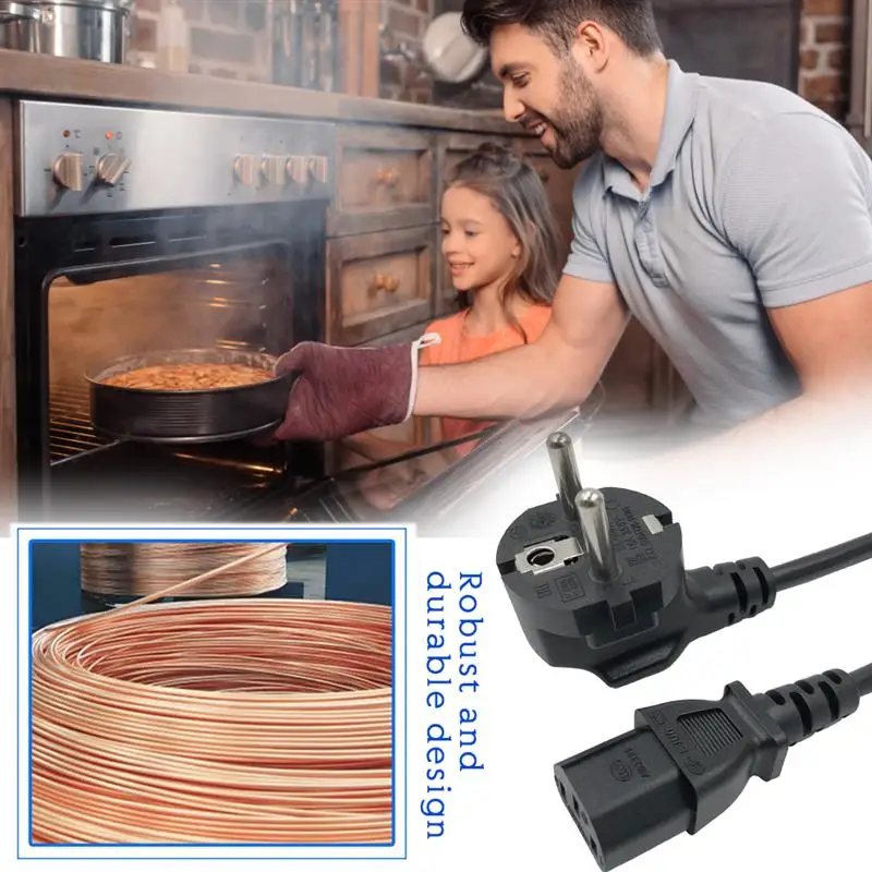 

AC Cable 1.5m PVC Insulation Power Supply Cord Adapter Extension Cord for Connecting Device EU Plug For Notebook Laptop Computer