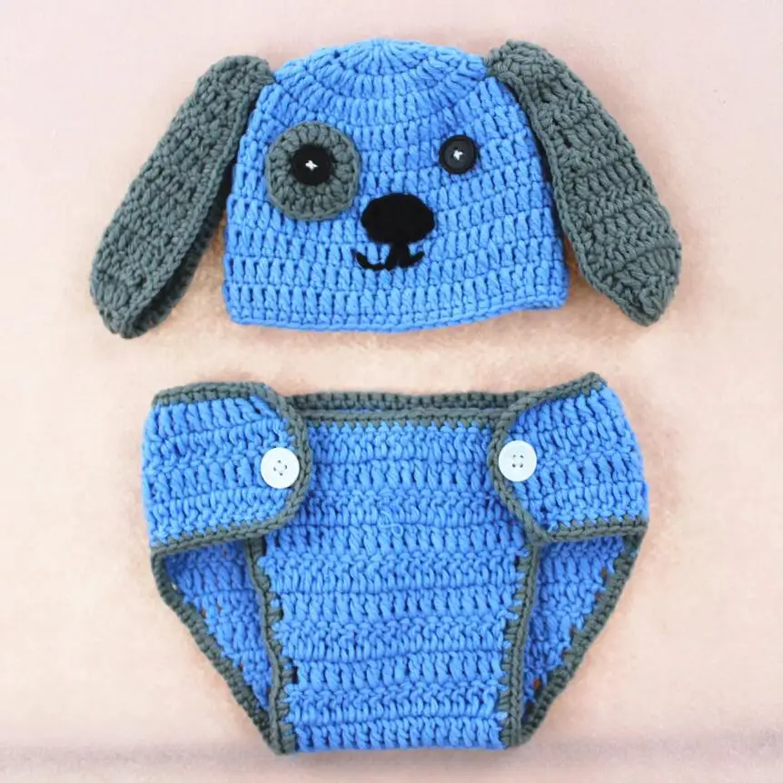 Dog Designs Baby Crochet Photography Props Infant Costume Photo Fotografia Outfits Newborn Christmas Beanies | Детская одежда и