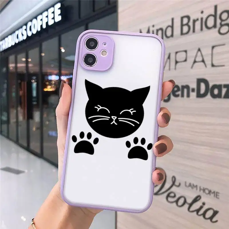 

Cute cat scratching Phone Cases Matte For iPhone 12 Mini 11 Pro XR XS Max 7 8 Plus X Hard PC Back Cover